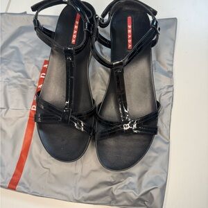 Prada Glossy Black Women's Sandals